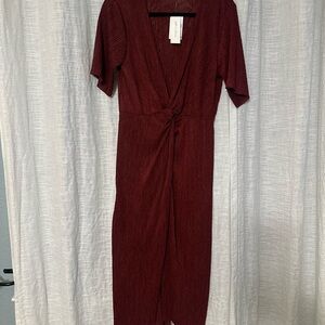 All in Favor Deep Red Midi Dress